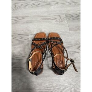 Crown Vintage Studded Ankle‎ Strap Sandals Gladiator Style Black 6 North Square